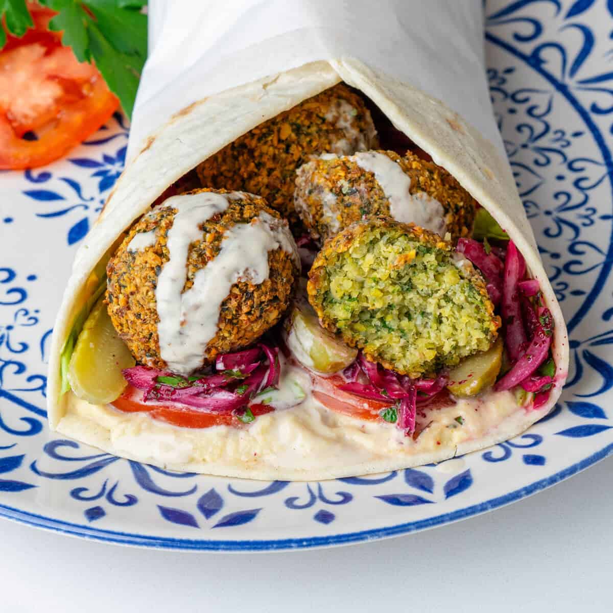 Falafel roll with fresh salad